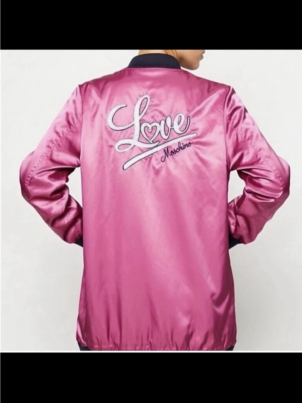 Love Moschino Pink Satin Bomber Jacket – Size 4  Small $580